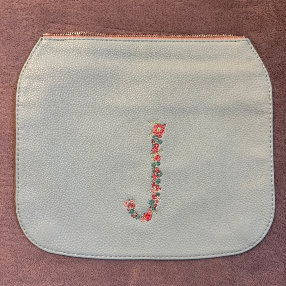 Studio 31 Purse Flap Turquoise Blue J Floral Embroidery Thirty-One Mix & Match